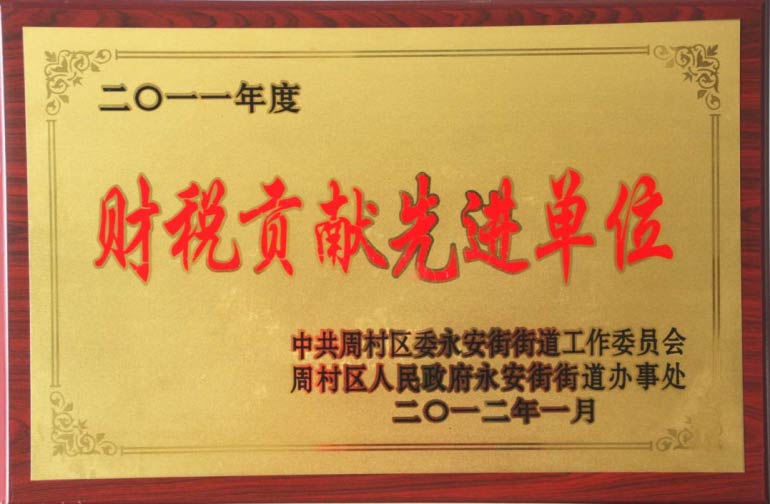 財(cái)稅貢獻(xiàn)先進(jìn)單位
